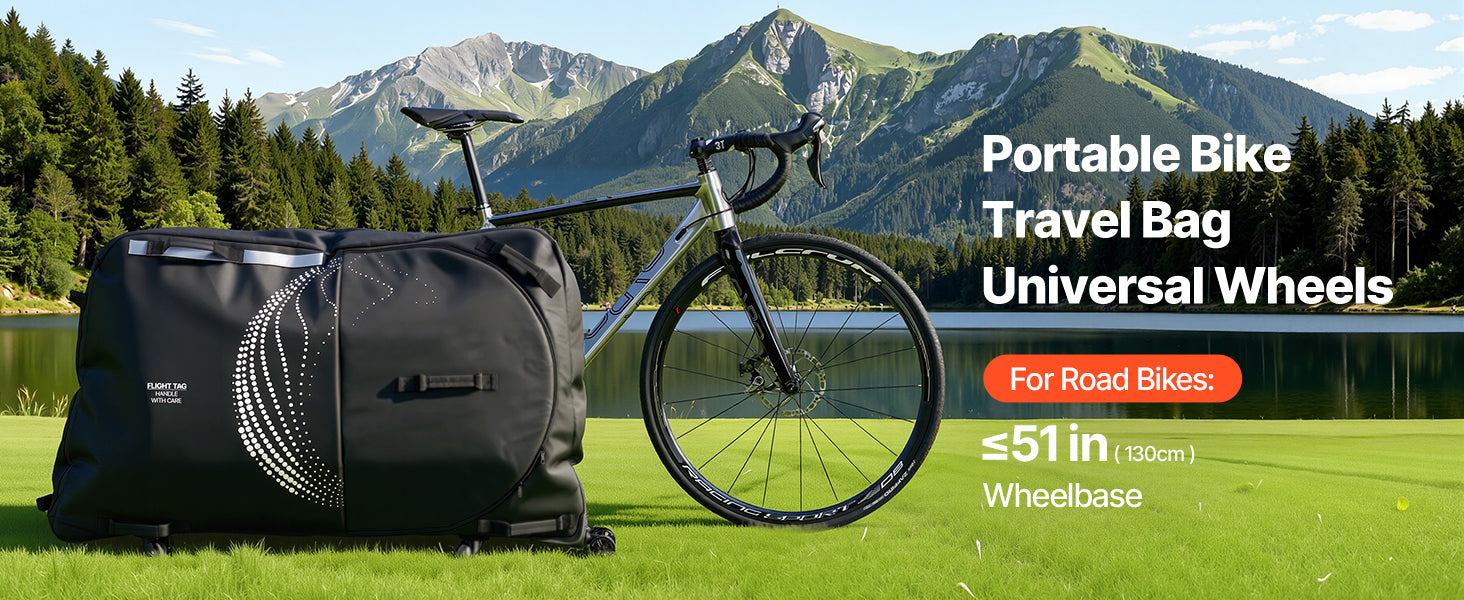SucceBuy Bike Travel Bag Transport Universal Bicycle Storage Case Bag with Fork Mount Stabilisation fit Max. Wheelbase 51in