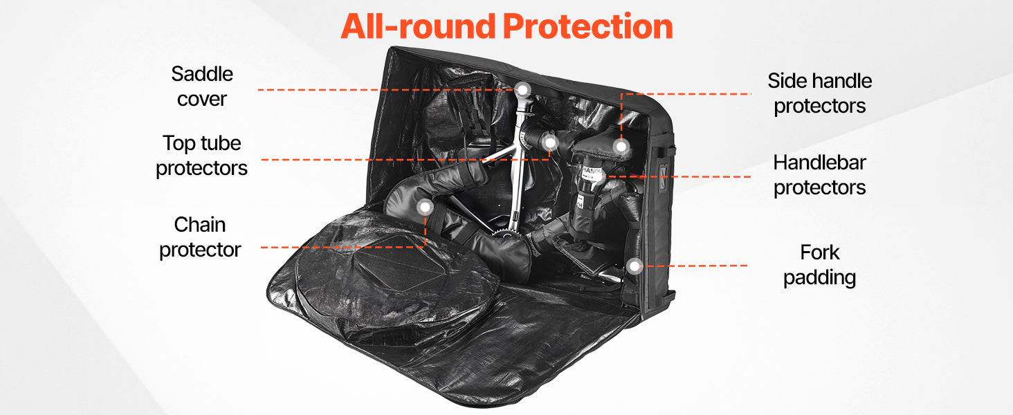 SucceBuy Bike Travel Bag Transport Universal Bicycle Storage Case Bag with Fork Mount Stabilisation fit Max. Wheelbase 51in