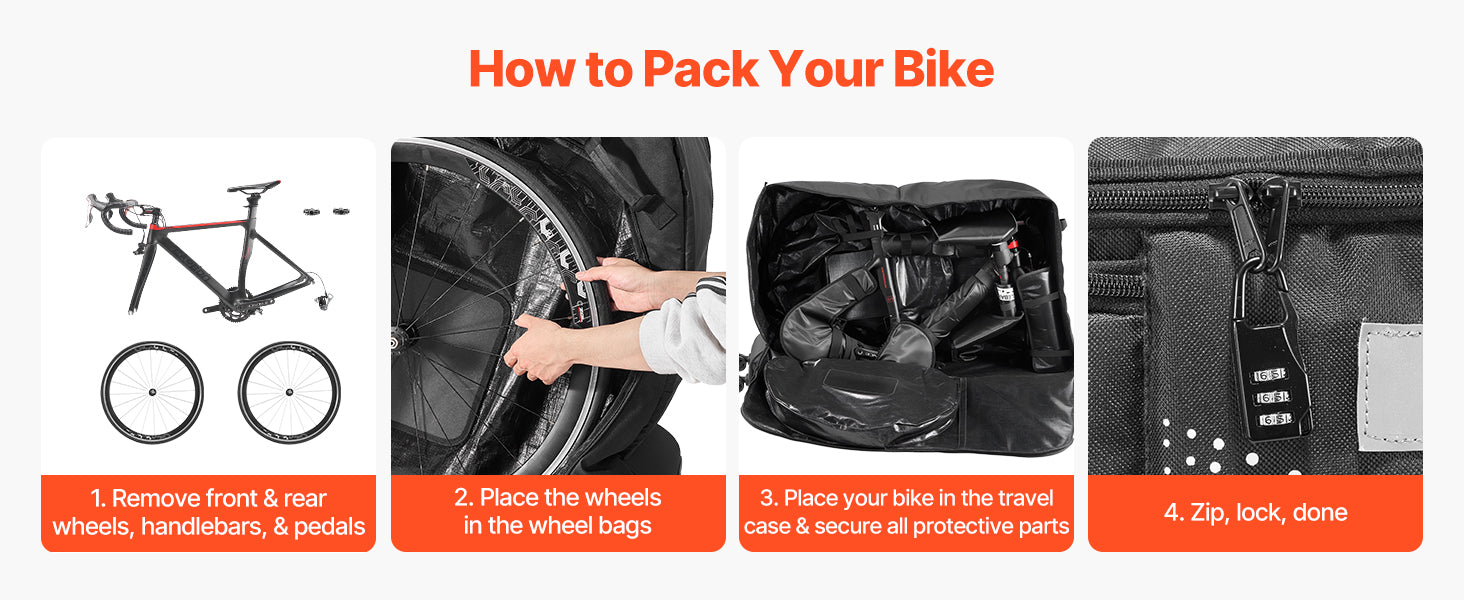 SucceBuy Bike Travel Bag Transport Universal Bicycle Storage Case Bag with Fork Mount Stabilisation fit Max. Wheelbase 51in