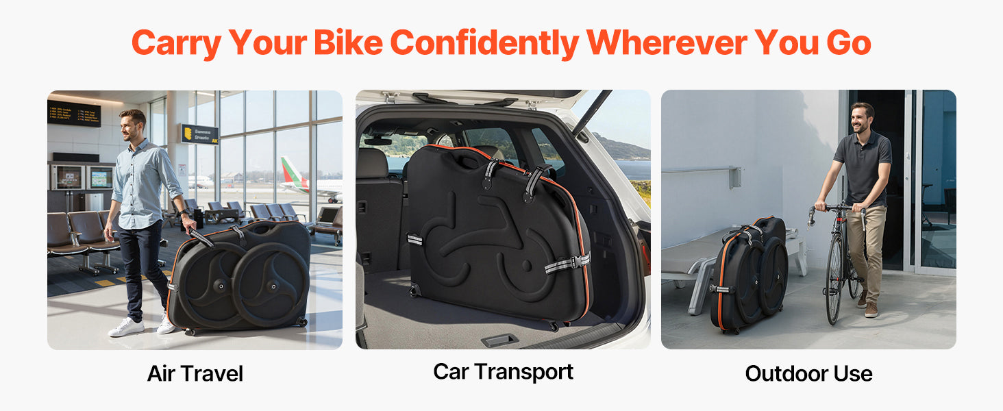 Torba podróżna na rower SucceBuy: futerał na rower podróżny z twardą obudową EVA, z zamkiem TSA i kółkami — bezpieczny transport dla roweru 700C (Road Bike)