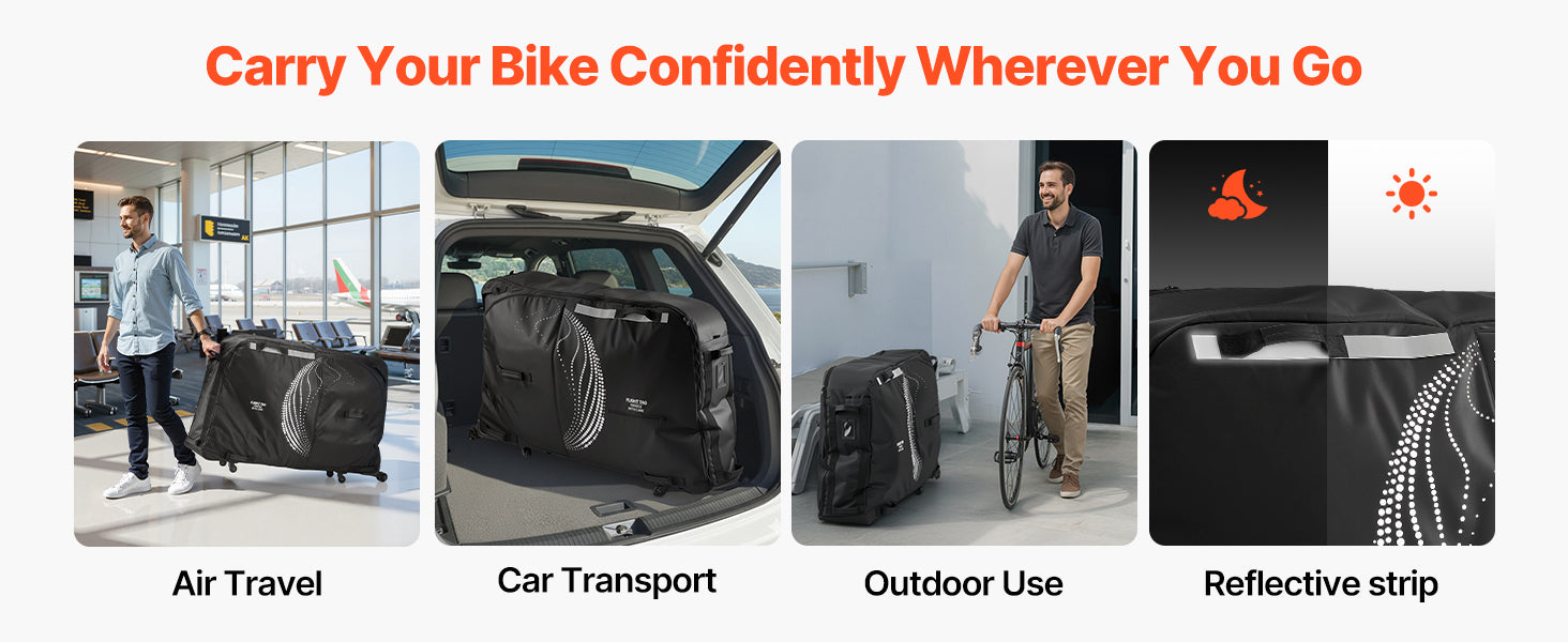 SucceBuy Bike Travel Bag Transport Universal Bicycle Storage Case Bag with Fork Mount Stabilisation fit Max. Wheelbase 51in