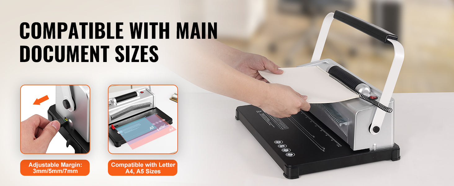 Coil Spiral Binding Machine with Adjustable Spine for 500 Sheets