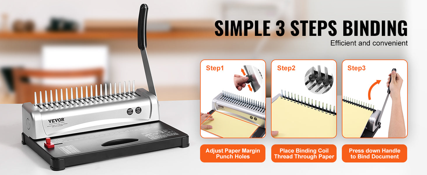 21-Hole Comb Binding Machine with 450 Sheet Capacity & 100 Spines
