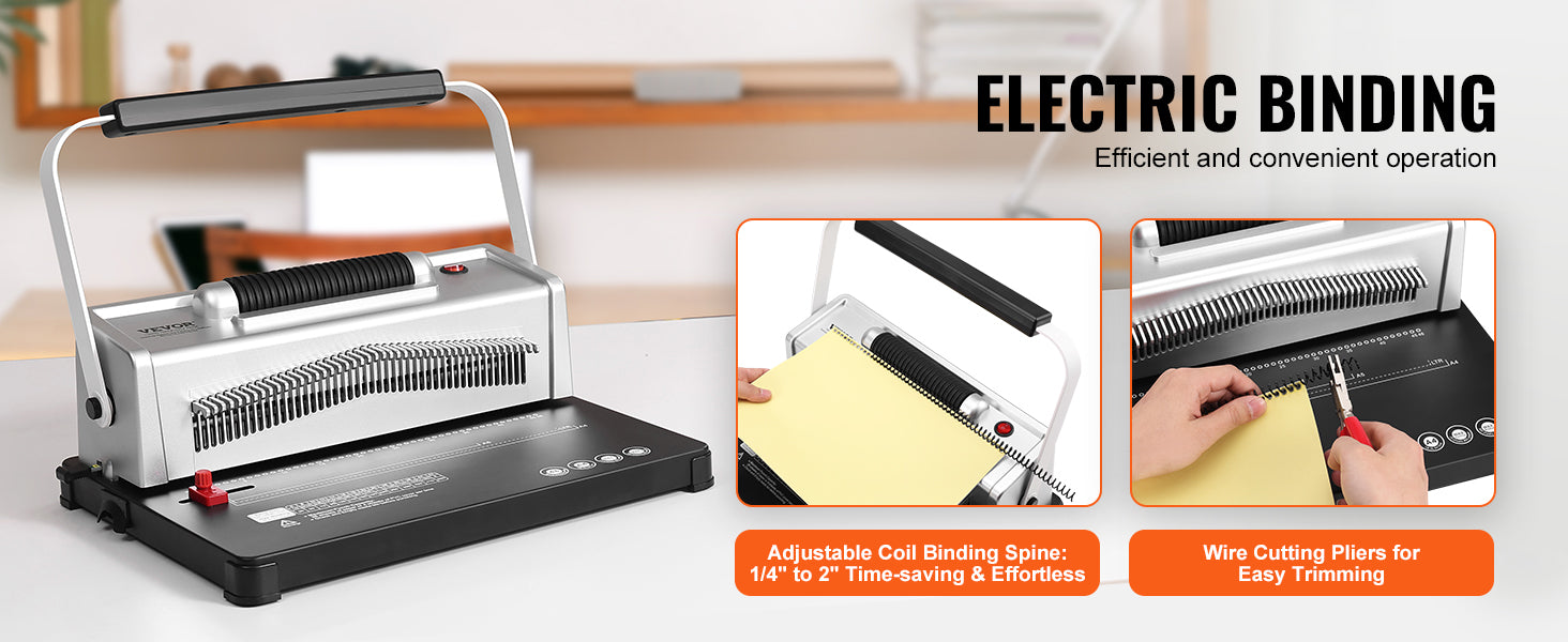 Coil Spiral Binding Machine with Adjustable Spine for 500 Sheets