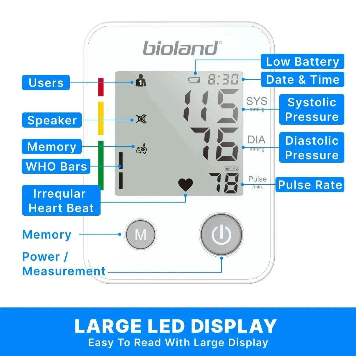 Bioland Upper Arm Blood Pressure Monitor for Home Tracking-2005-1 / China Mainland