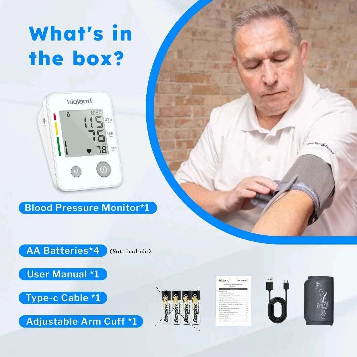 Bioland Upper Arm Blood Pressure Monitor for Home Tracking-2005-1 / China Mainland