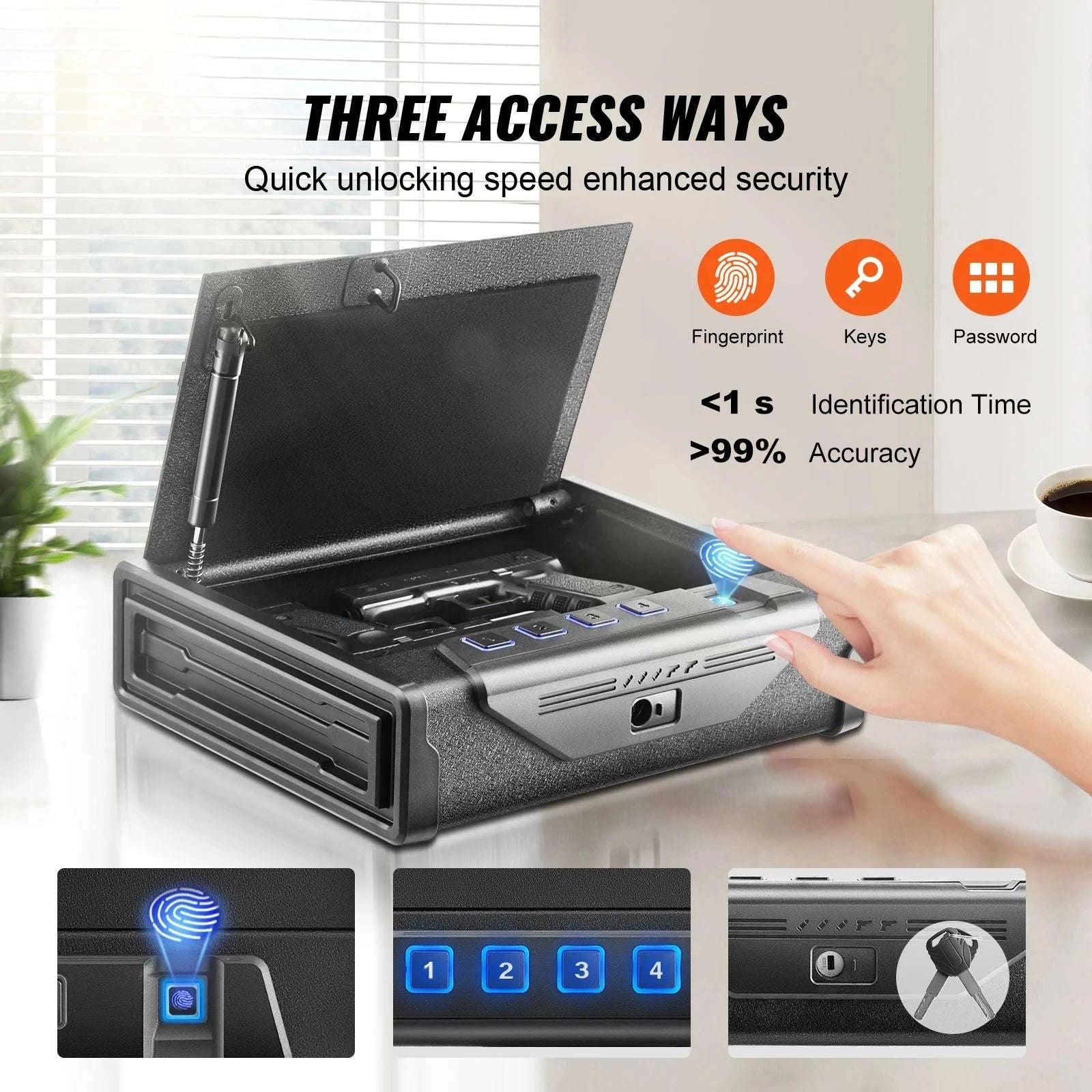 Biometric Pistol Safe with 3-Way Access & Steel Protection-2 Pistols / CZECH REPUBLIC