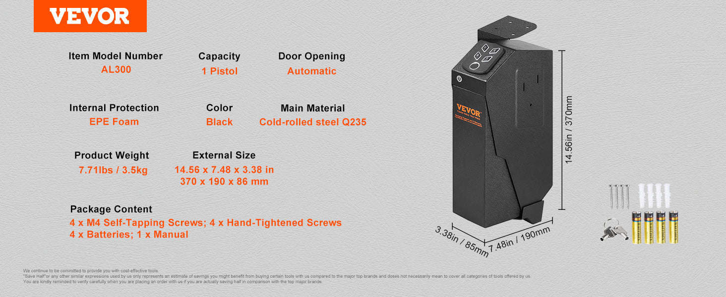 Biometric Pistol Safe with Q235 Steel and Quick Access-2 Pistols / United States