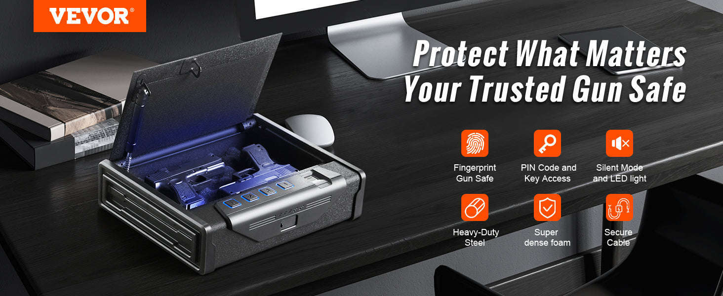 Biometric Pistol Safe with Q235 Steel and Quick Access-2 Pistols / United States