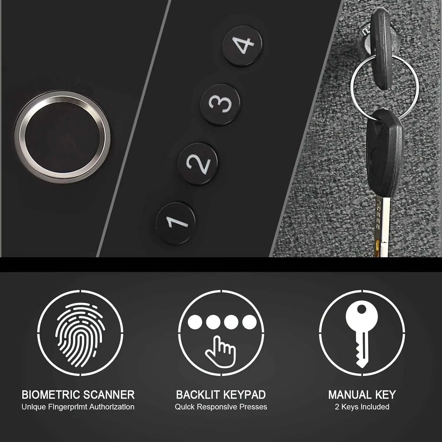 Biometric Slider Handgun Safe-black / United States