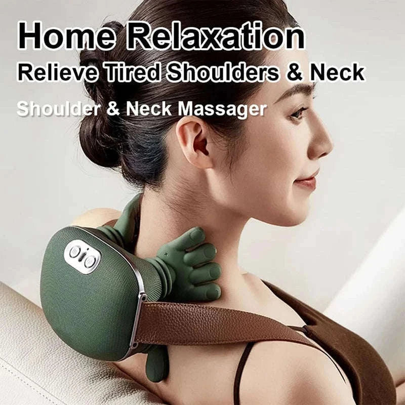 Bionic Neck Shoulder Massager N7 for Deep Relief at Home-Green With Box