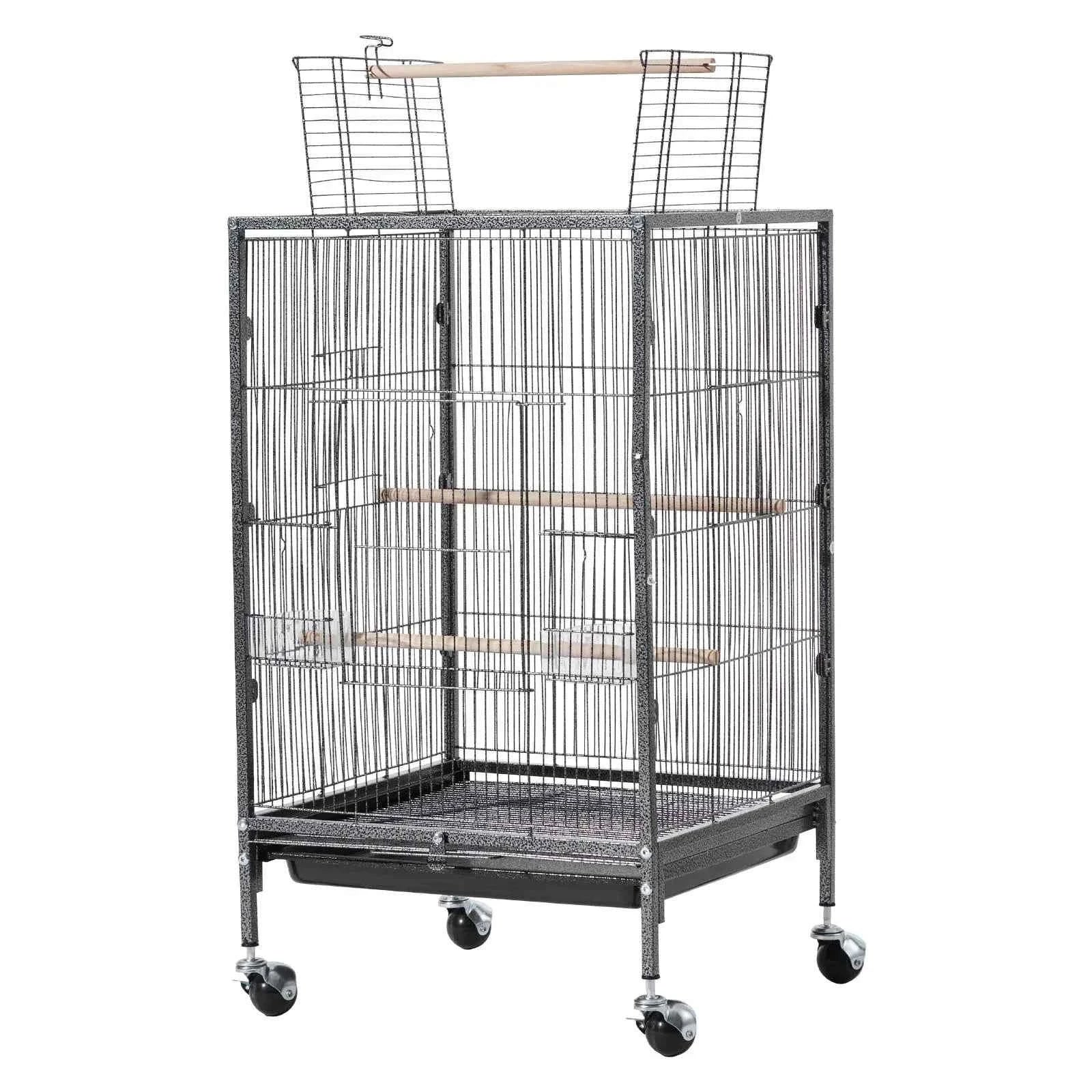 Bird Flight Cage with Perches, Slide-Out Tray, Feeders and Wheels-24.5 x 17inch / spain