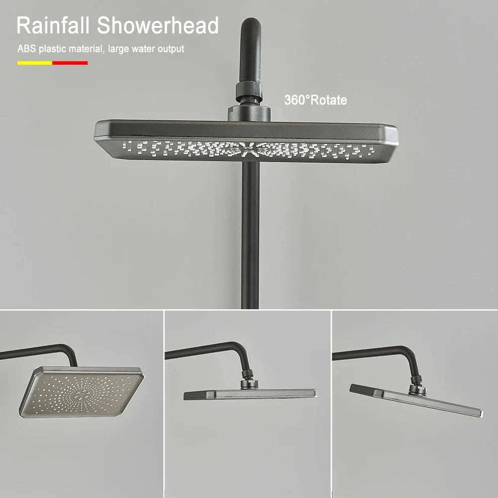 Black Digital Shower Set with Rainfall Head and Hand Shower-White / Poland