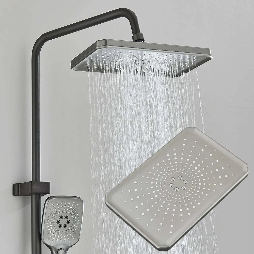 Black Digital Shower Set with Rainfall Head and Hand Shower-White / Poland
