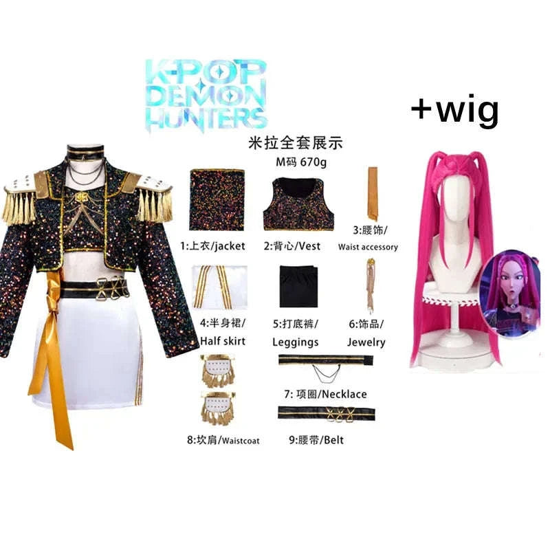 Black Gold Demon Hunters Cosplay Costume for Women-Zoey Costume / 130