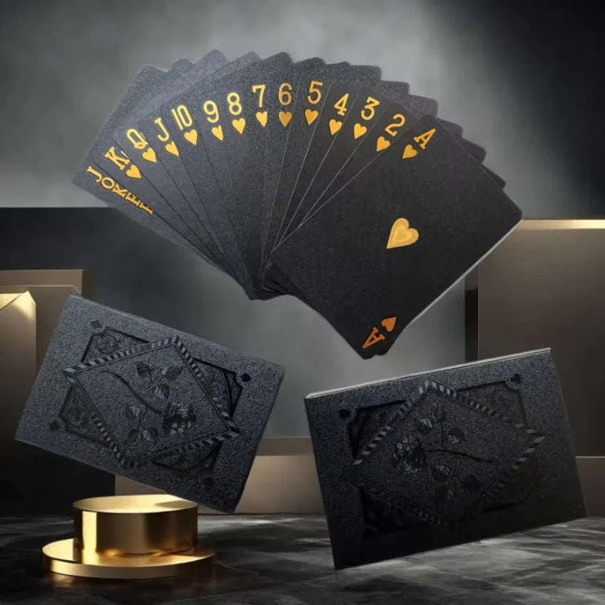 Black Gold Playing Cards – Waterproof Luxury Deck for Game Nights-black