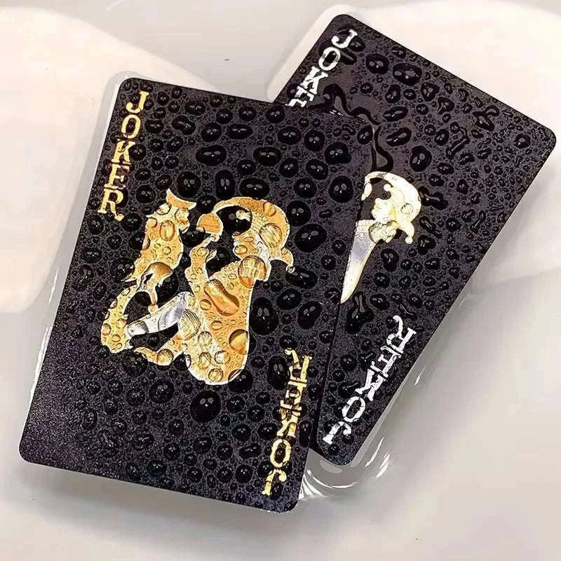 Black Gold Waterproof Playing Cards for Game Nights-black