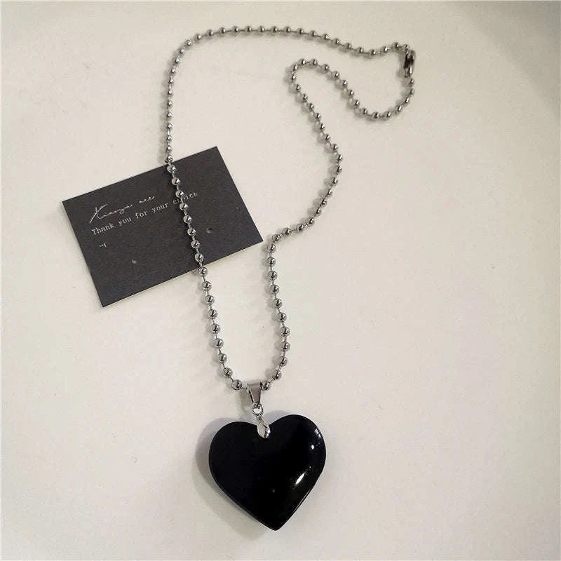 Black Heart Cross Punk Rock Necklace-2