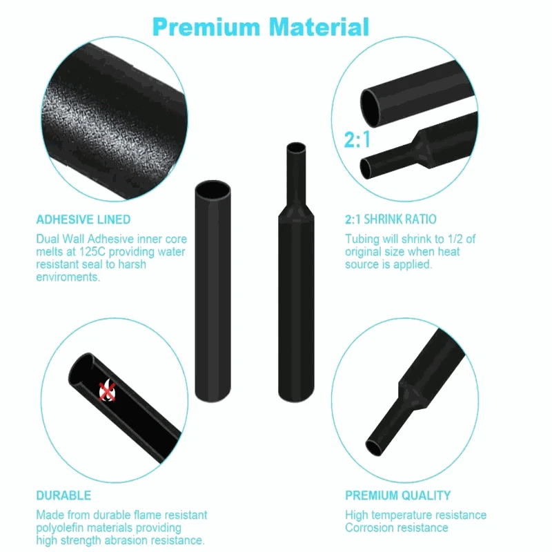Black Heat Shrink Tube Kit-US-Plug 110V / Mixed-size / CHINA