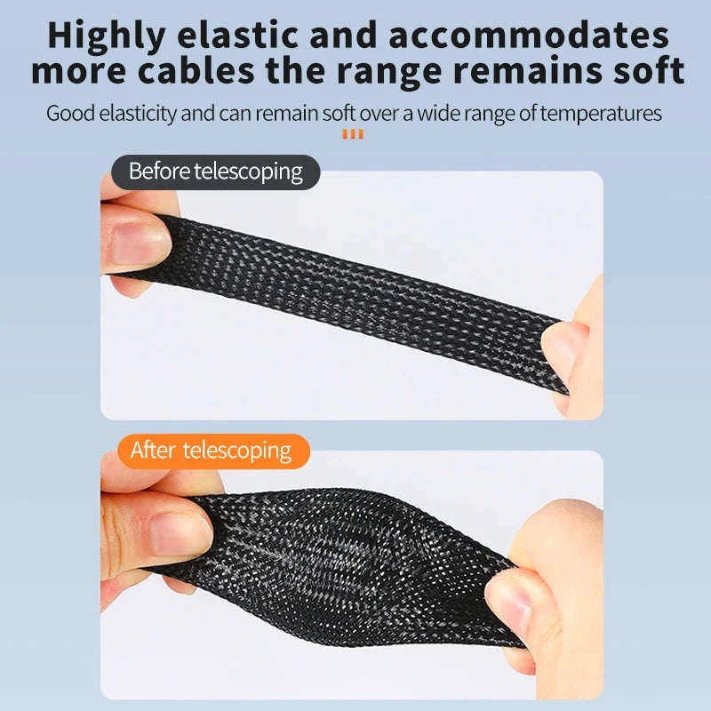 Black Insulated Braid Sleeving for Cable Protection-5m / 8mm