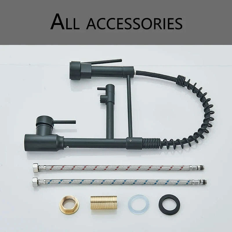 Black Kitchen Faucet Pull-Down Hot & Cold Mixer-Brushed Nickel / United States