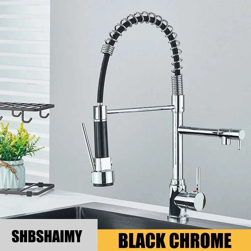 Black Kitchen Faucet Pull-Down Hot & Cold Mixer-Brushed Nickel / United States