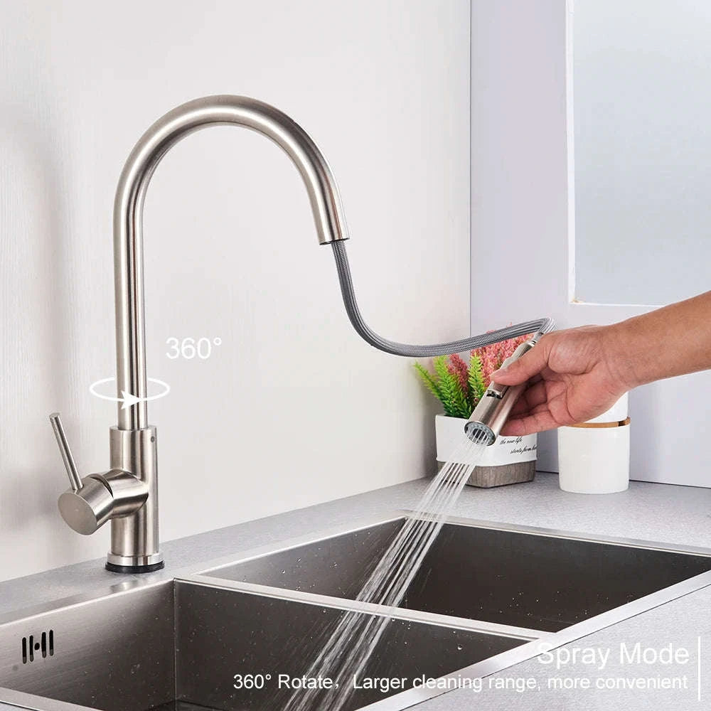 Black Kitchen Faucet with Pull-Out Dual-Function Spray-Brushed Gold / Poland