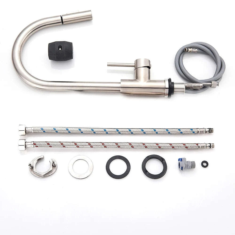 Black Kitchen Faucet with Pull-Out Dual-Function Spray-Brushed Gold / Poland