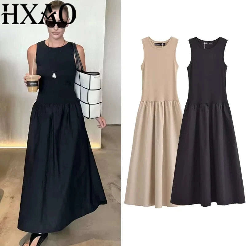 Black Long Dress – Elegant Spring Maxi-M / black / CHINA