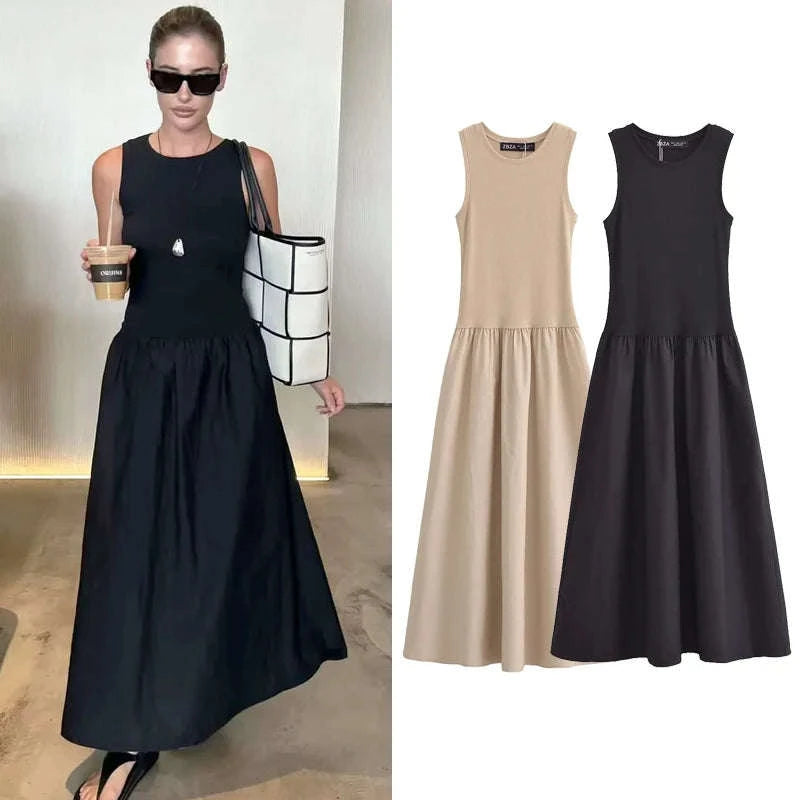 Black Long Dress – Elegant Spring Maxi-M / black / CHINA