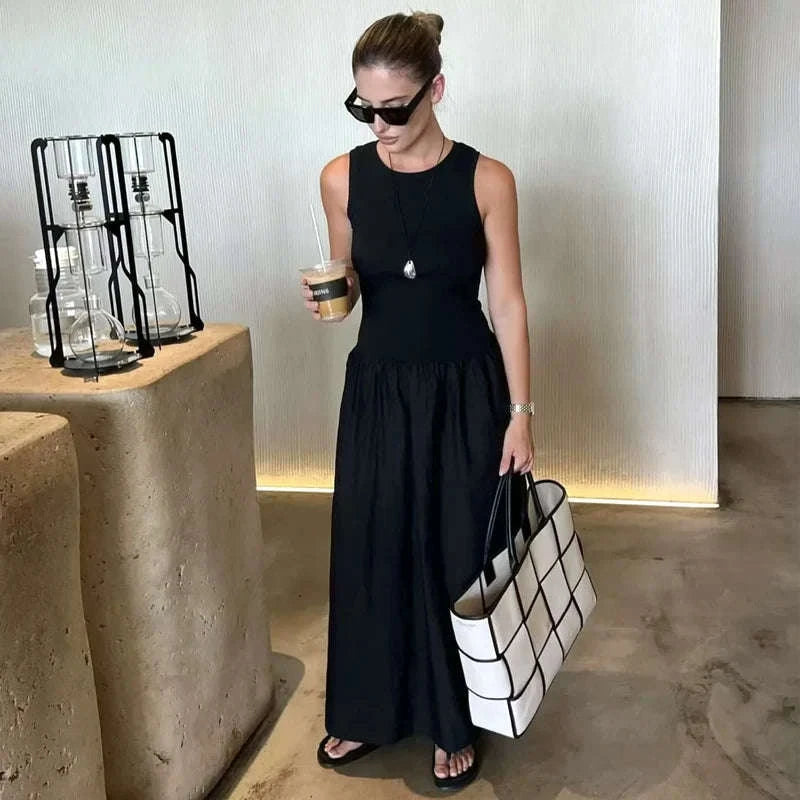 Black Long Dress – Elegant Spring Maxi-M / black / CHINA