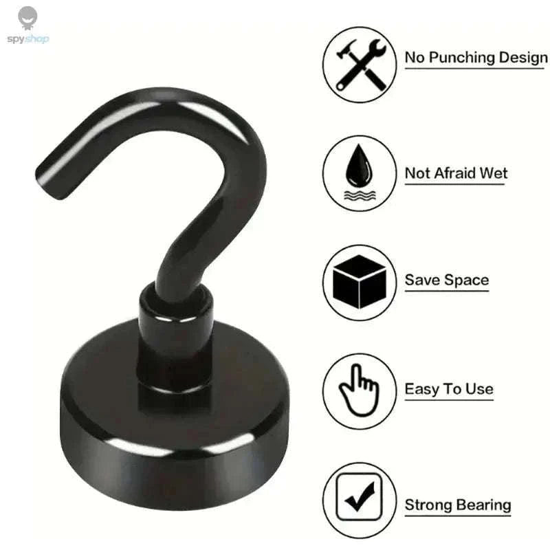Black Magnetic Hooks, 15 lb Hold for Home, Office, and Garage-6PCs