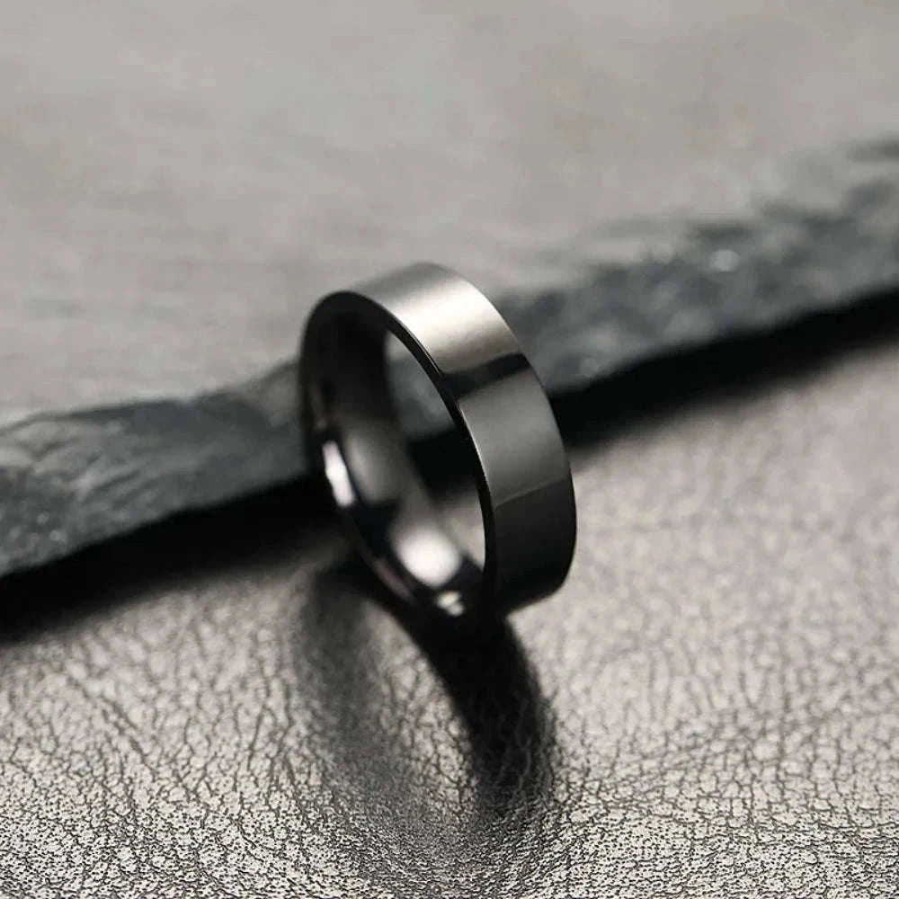 Black Matte Stainless Steel Ring for Men and Women-4MM Black / 9