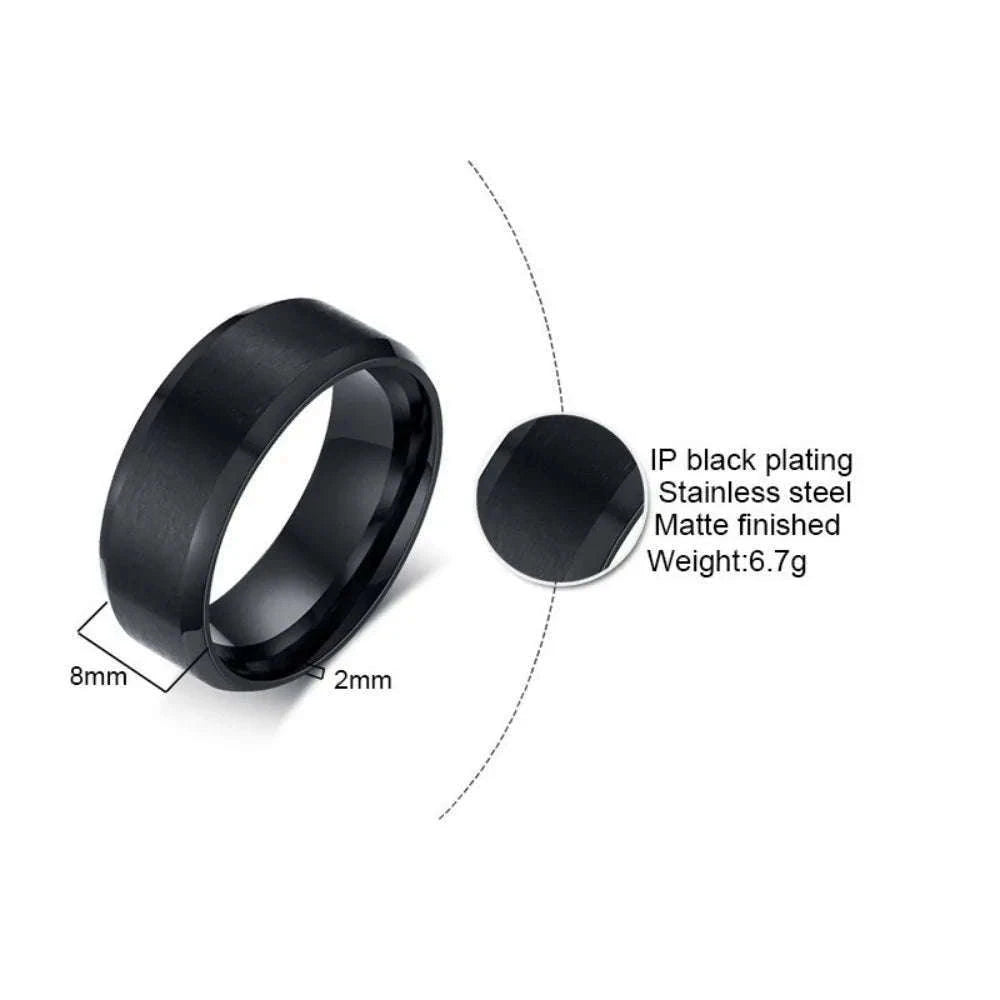 Black Matte Stainless Steel Ring for Men and Women-4MM Black / 9