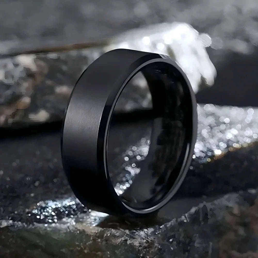 Black Matte Stainless Steel Ring for Men and Women-4MM Black / 9