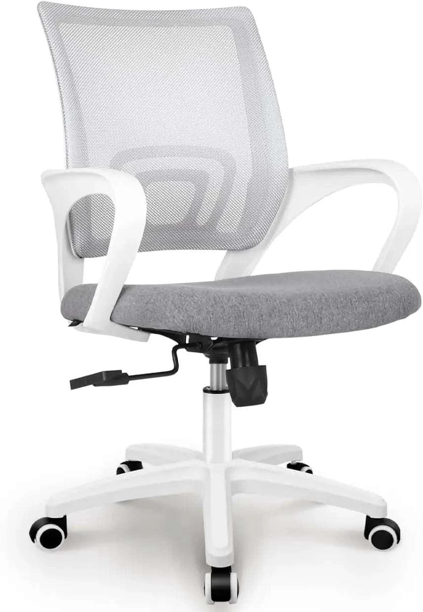 Black Mesh Office Chair with Lumbar Support, Swivel & Adjustable Height-Black / United States