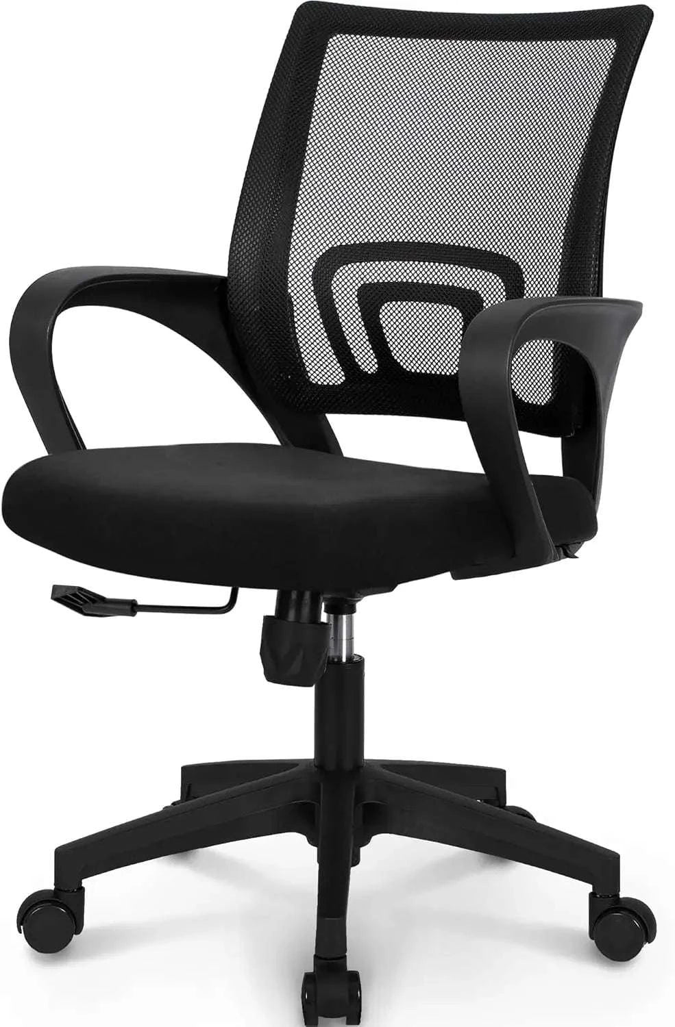 Black Mesh Office Chair with Lumbar Support, Swivel & Adjustable Height-Black / United States