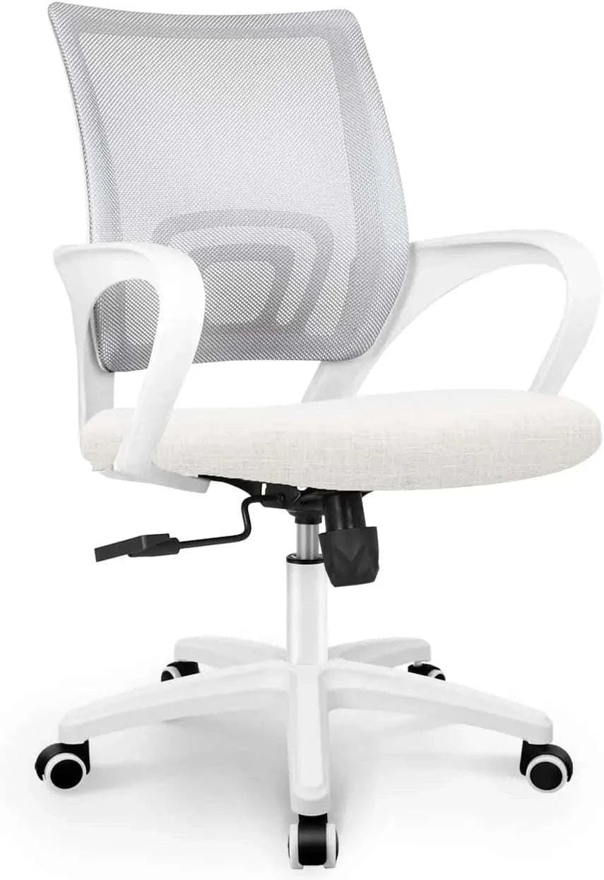Black Mesh Office Chair with Lumbar Support, Swivel & Adjustable Height-Black / United States