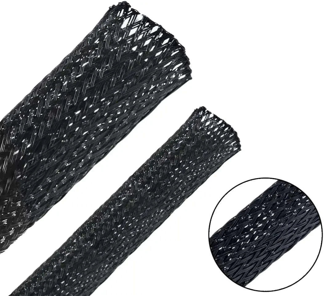 Black PET Braided Sleeving-12MM / 100 Meters