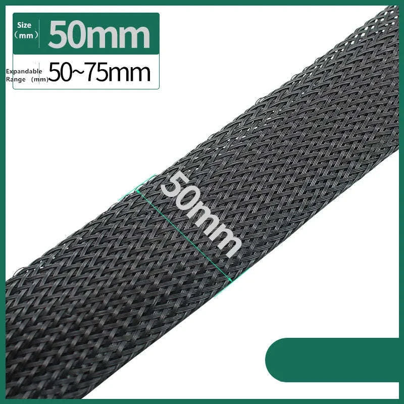 Black PET Braided Sleeving-12MM / 100 Meters