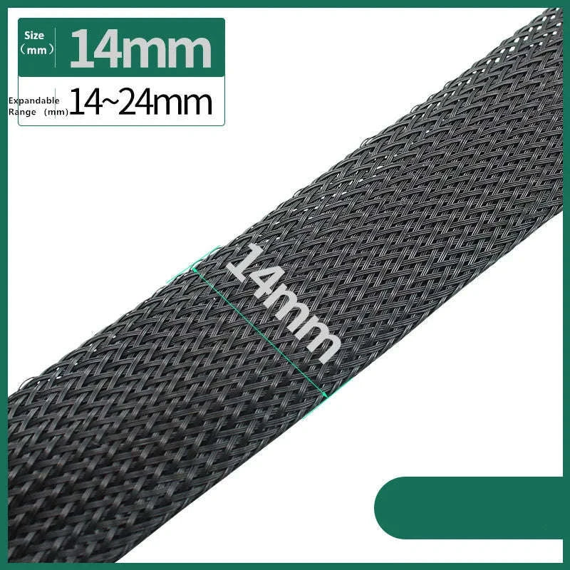 Black PET Braided Sleeving-12MM / 100 Meters