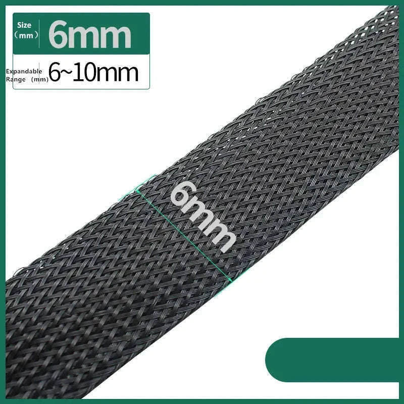 Black PET Braided Sleeving for Cable Protection and Clean Builds-12MM / 100 Meters