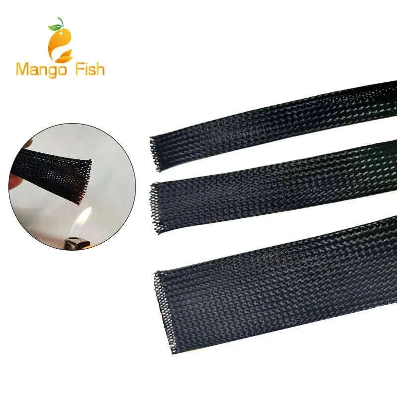 Black PET Braided Sleeving for Cable Protection and Clean Builds-12MM / 100 Meters