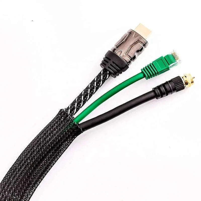 Black PET Braided Sleeving for Cable Protection and Clean Builds-12MM / 100 Meters