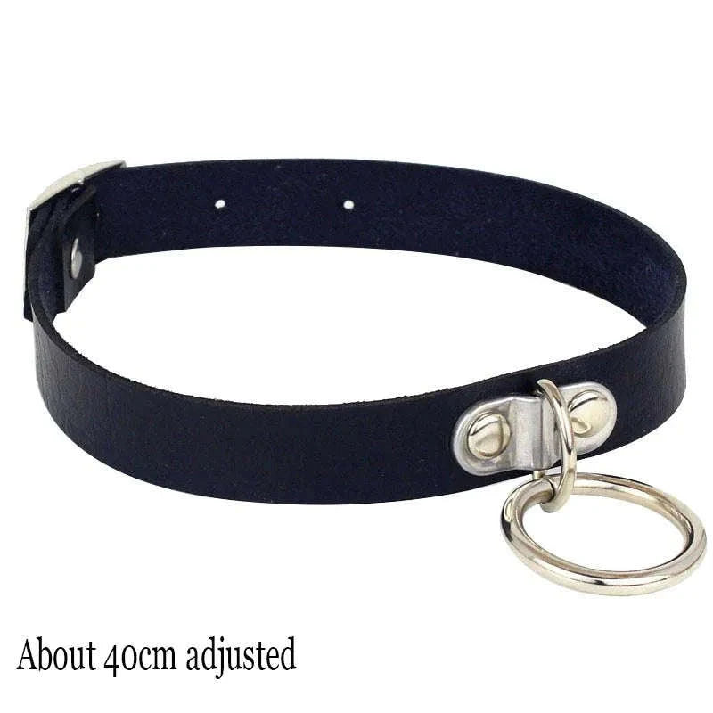 Black PU Leather Heart Lock Choker Necklace-Long Rivet
