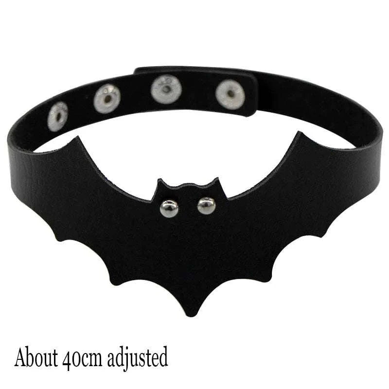 Black PU Leather Heart Lock Choker Necklace-Long Rivet