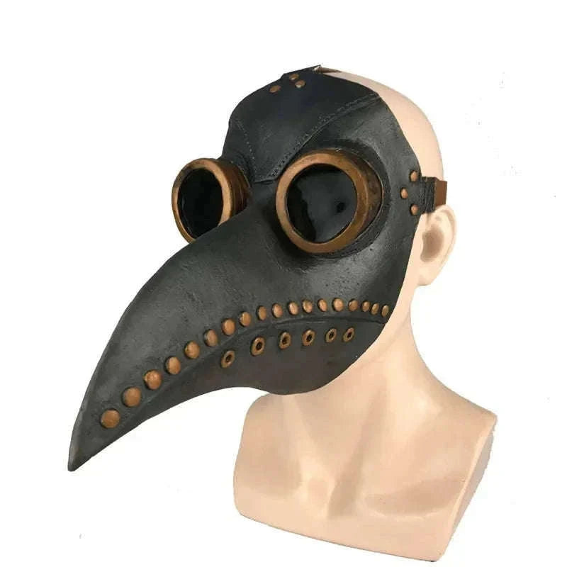 Black Rubber Plague Doctor Mask for Halloween and Cosplay-04