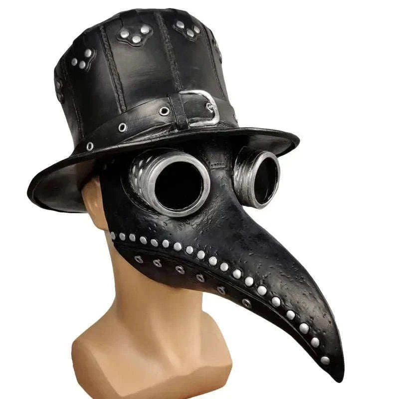 Black Rubber Plague Doctor Mask for Halloween and Cosplay-04