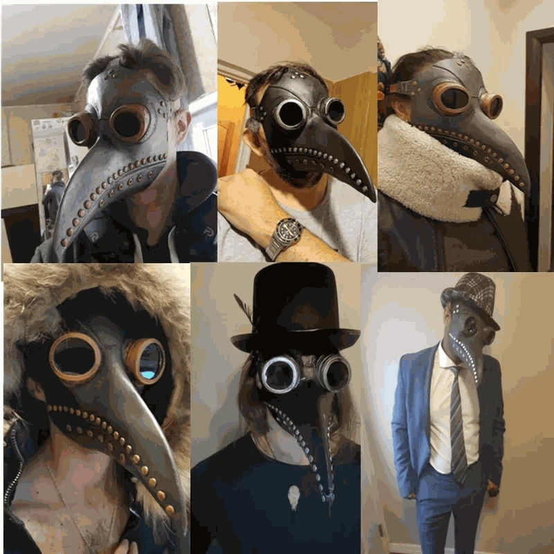Black Rubber Plague Doctor Mask for Halloween and Cosplay-04