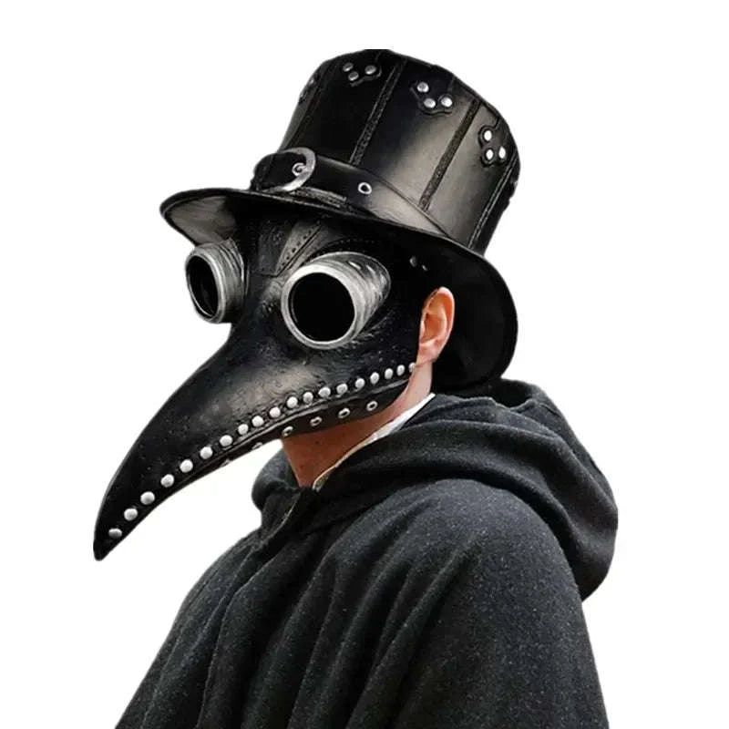 Black Rubber Plague Doctor Mask for Halloween and Cosplay-04